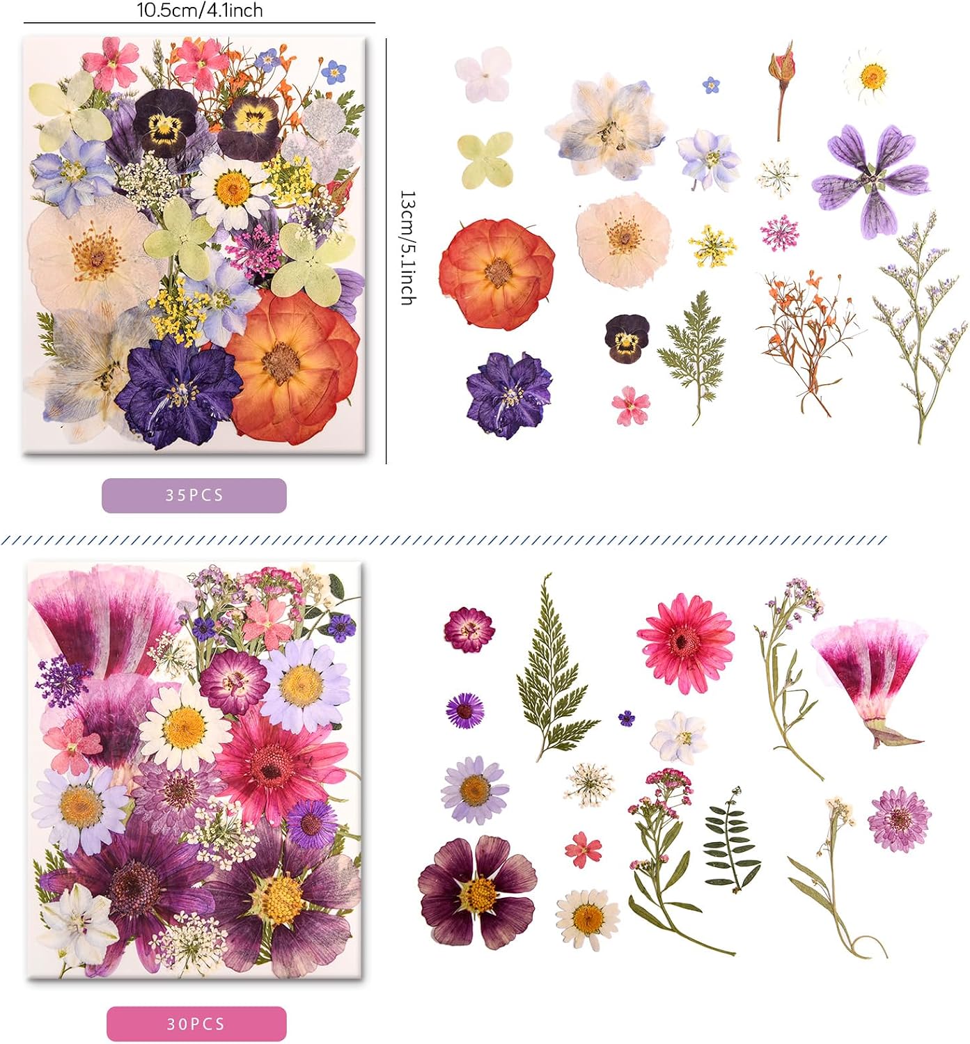 182 PCS Real Pressed Dried Flowers and Leaves for DIY Crafts | Real Natural Dry Flowers with Tweezers For Resin Art, Candle, Nails Décor, Jewelry, Scrapbooking, Soap, Photo frame