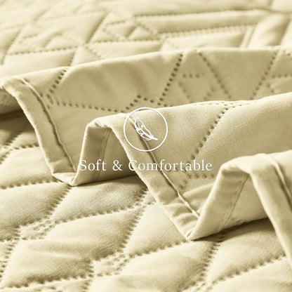 King/Cal King Size Quilt Bedding Set,Butter Yellow Lightweight Microfiber Soft Bedspread,Modern Style Geometric Pattern Coverlet Set for All Seasons,3 Piece(1 Quilt,2 Pillow Shams)