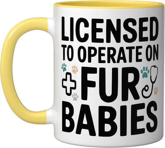 Veterinary Surgeon Veterinarian Pet Animal Care Ceramic Mug, Yellow/White, 11oz