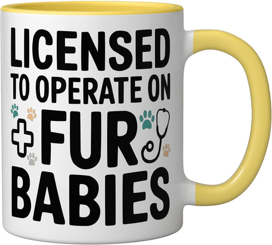 Veterinary Surgeon Veterinarian Pet Animal Care Ceramic Mug, Yellow/White, 11oz