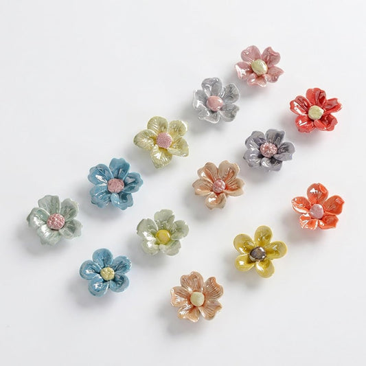 13 Pieces Iridescent Ceramic Blossom for Mosaic Crafts, Mixed Bright Color Porcelain Floral Flower Mosaic Tiles Embellishments for Art Craft (Multicolor)