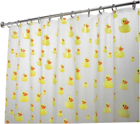 PEVA Plastic Ducks Shower Curtain, PVC-Free Waterproof Liner for Kids', Guest, College Dorm, Master Bathroom, Polyethylene_vinyl_acetate, 72" x 72", Yellow and Orange | Waterproof Liner, For Kids' Guest College Dorm Master Bathroom
