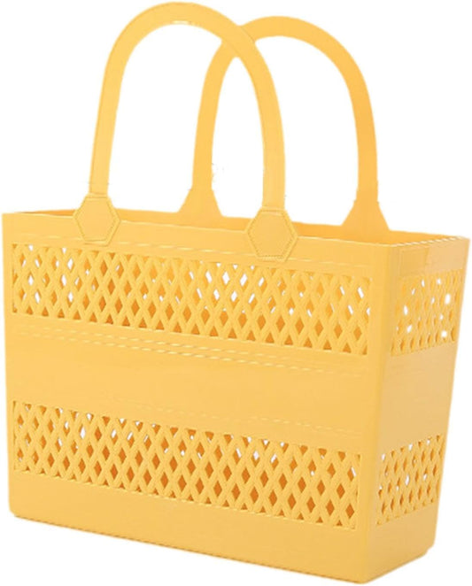 Shower Caddy Basket Shower Organizer with Handles Multipurpose Portable Box Shower Caddy Tote for Beach Handbag Pantry Gym, Yellow