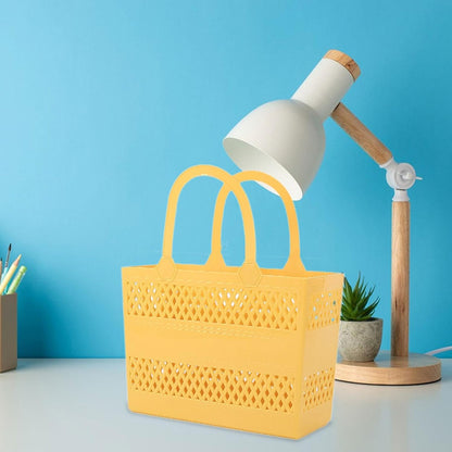 Shower Caddy Basket Shower Organizer with Handles Multipurpose Portable Box Shower Caddy Tote for Beach Handbag Pantry Gym, Yellow