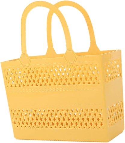 Shower Caddy Basket Shower Organizer with Handles Multipurpose Portable Box Shower Caddy Tote for Beach Handbag Pantry Gym, Yellow