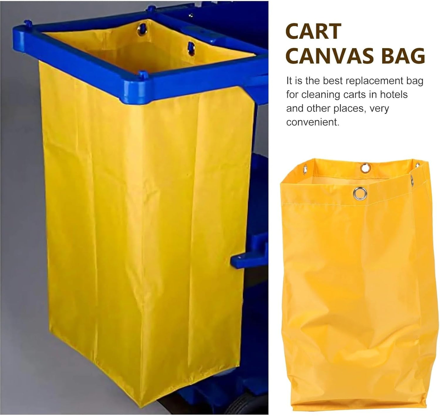Replacement Janitorial Cart Bag 2-Pack Yellow Heavy Duty Utility Cart Cleaning Bag for Janitorial Trolley Storage
