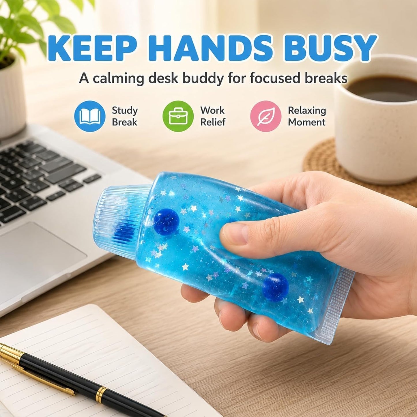 Clear Jam Bottle Squishy Toy, Yellow Cute Toothpaste Slow Rising Fidget Sensory Toys for Stress Anxiety Relief, Soft Desk Squeeze Toy Birthday Gifts for Adults