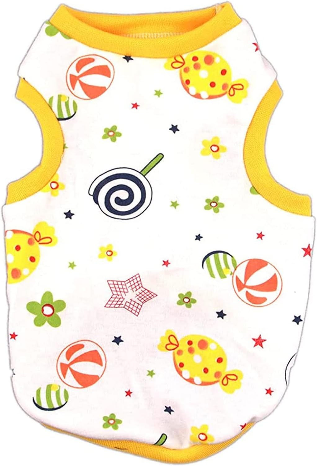 Small Dog Shirt Cute Puppy Cat T Shirts Clothes Soft Cotton Sleeveless Tee Shirts for Small Dogs Cats Doggy Vest Tee Shirt Chihuahua Yorkie Shih Tzu Pet Apparels(Yellow Lollipop,S)