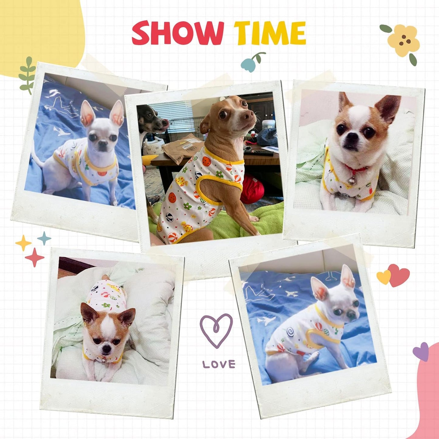 Small Dog Shirt Cute Puppy Cat T Shirts Clothes Soft Cotton Sleeveless Tee Shirts for Small Dogs Cats Doggy Vest Tee Shirt Chihuahua Yorkie Shih Tzu Pet Apparels(Yellow Lollipop,S)