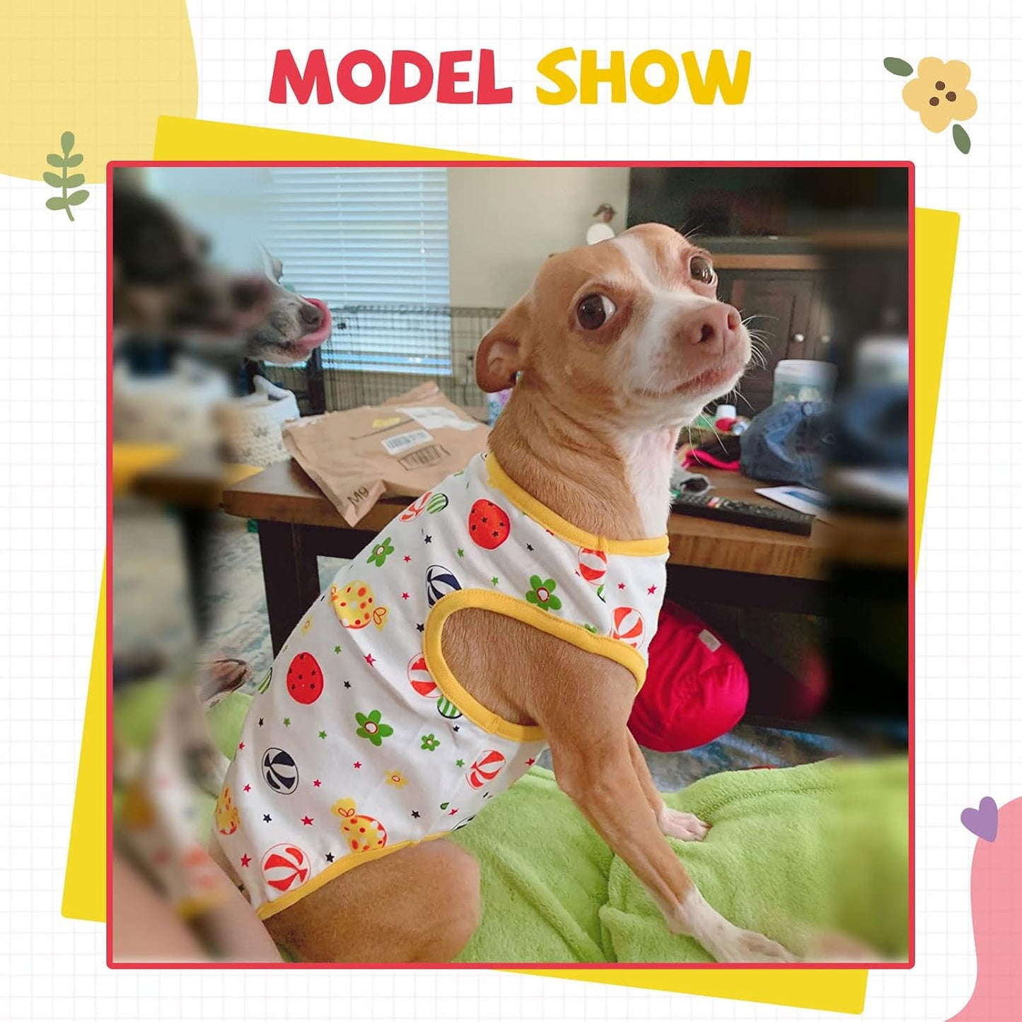 Small Dog Shirt Cute Puppy Cat T Shirts Clothes Soft Cotton Sleeveless Tee Shirts for Small Dogs Cats Doggy Vest Tee Shirt Chihuahua Yorkie Shih Tzu Pet Apparels(Yellow Lollipop,S)