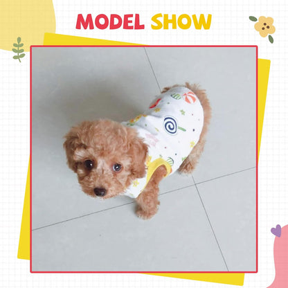 Small Dog Shirt Cute Puppy Cat T Shirts Clothes Soft Cotton Sleeveless Tee Shirts for Small Dogs Cats Doggy Vest Tee Shirt Chihuahua Yorkie Shih Tzu Pet Apparels(Yellow Lollipop,S)