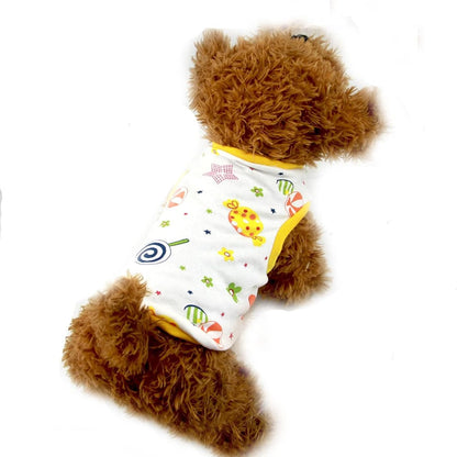 Small Dog Shirt Cute Puppy Cat T Shirts Clothes Soft Cotton Sleeveless Tee Shirts for Small Dogs Cats Doggy Vest Tee Shirt Chihuahua Yorkie Shih Tzu Pet Apparels(Yellow Lollipop,S)