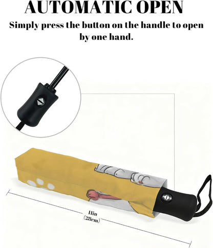 Portable Umbrella Windproof Sun Umbrella UV Protection Yellow Cartoon Dog | Folding Umbrellas for Rain, Cute Travel Umbrellas Compact Parasol Automatic Open/Close, Lightweight & Packable