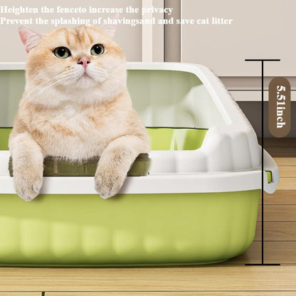 Cat Litter Box, Semi-Closed Heighten Cat Toilet Splashproof Portable Pet Litter Tray Indoor Kitten Litter Box for Small Pets 18.9'' L X 5.51'' H X 12.6'' W (Light Yellow)