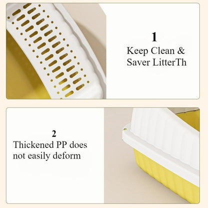 Cat Litter Box, Semi-Closed Heighten Cat Toilet Splashproof Portable Pet Litter Tray Indoor Kitten Litter Box for Small Pets 18.9'' L X 5.51'' H X 12.6'' W (Light Yellow)