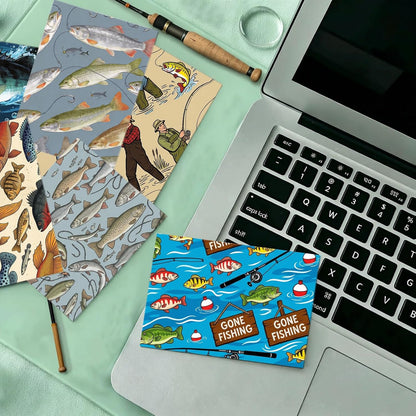 24 Sheets 11.8 x 11.8 Inch Fishing Fish and Tackle Scrapbook Paper, Double Sided Decorative Craft Paper for Junk Journals, DIY Card Making & Gift Wrapping