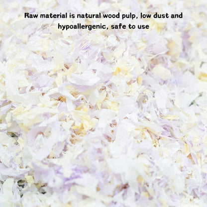 Small Animal Bedding, Bird Cozy Nesting Cotton Paper Material, Enhance Breeding Environment, Low Dust Odor Control for Birds Parrots Parakeets Guinea Pigs Rabbits Hamsters 0.92lb (Yellow and Purple)