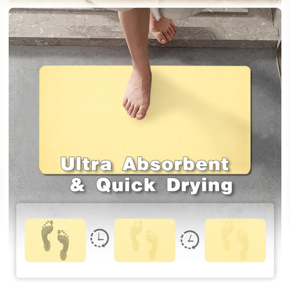 Bathroom Mat Quick Dry, Bathroom Rugs Non Slip Washable Thin Absorbent Bath Mat Fits Under Door Bathroom Floor Mat Perfect for Bath, Shower, or Sink 24"x36" Light Yellow