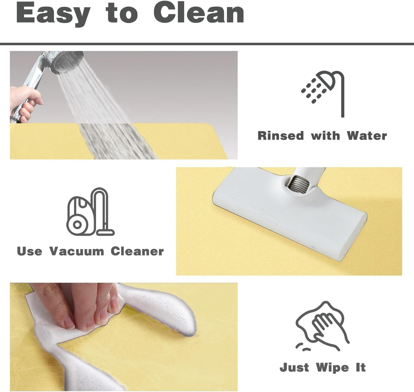 Bathroom Mat Quick Dry, Bathroom Rugs Non Slip Washable Thin Absorbent Bath Mat Fits Under Door Bathroom Floor Mat Perfect for Bath, Shower, or Sink 24"x36" Light Yellow