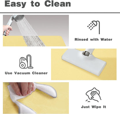 Bathroom Mat Quick Dry, Bathroom Rugs Non Slip Washable Thin Absorbent Bath Mat Fits Under Door Bathroom Floor Mat Perfect for Bath, Shower, or Sink 24"x36" Light Yellow