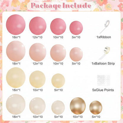 Pink and Yellow Balloon Arch Kit for Baby Shower Bridal Shower Decorations | 124Pcs Pastel Light Pink Yellow Sand White Gold Balloons， Bee Theme Wedding Gender Reveal Birthday Party Decorations
