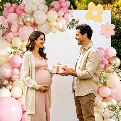 Pink and Yellow Balloon Arch Kit for Baby Shower Bridal Shower Decorations | 124Pcs Pastel Light Pink Yellow Sand White Gold Balloons， Bee Theme Wedding Gender Reveal Birthday Party Decorations