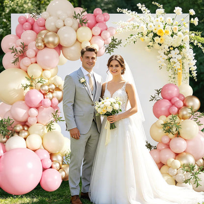 Pink and Yellow Balloon Arch Kit for Baby Shower Bridal Shower Decorations | 124Pcs Pastel Light Pink Yellow Sand White Gold Balloons， Bee Theme Wedding Gender Reveal Birthday Party Decorations
