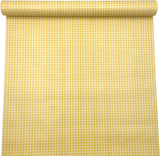 Yifely Yellow & White Checkered Plaid Furniture Paper Self-Adhesive Shelf Liner Base Cabinet Decor 17.7 Inch by 9.8 Feet
