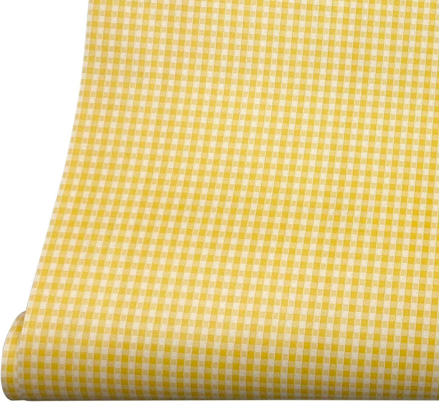 Yifely Yellow & White Checkered Plaid Furniture Paper Self-Adhesive Shelf Liner Base Cabinet Decor 17.7 Inch by 9.8 Feet