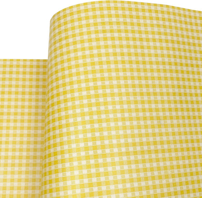 Yifely Yellow & White Checkered Plaid Furniture Paper Self-Adhesive Shelf Liner Base Cabinet Decor 17.7 Inch by 9.8 Feet