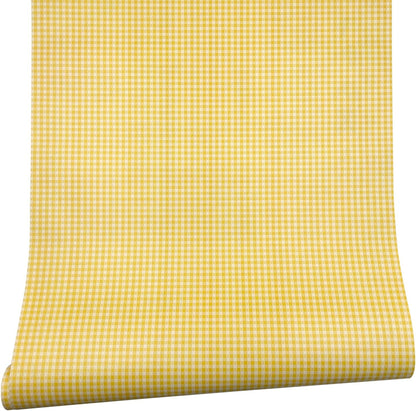 Yifely Yellow & White Checkered Plaid Furniture Paper Self-Adhesive Shelf Liner Base Cabinet Decor 17.7 Inch by 9.8 Feet
