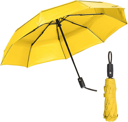 Windproof Travel Umbrella, Small Water-Resistant Automatic Folding Umbrella for Rain and Sun, Light, Compact and Portable for Women & Men, Fits Car & Backpack
