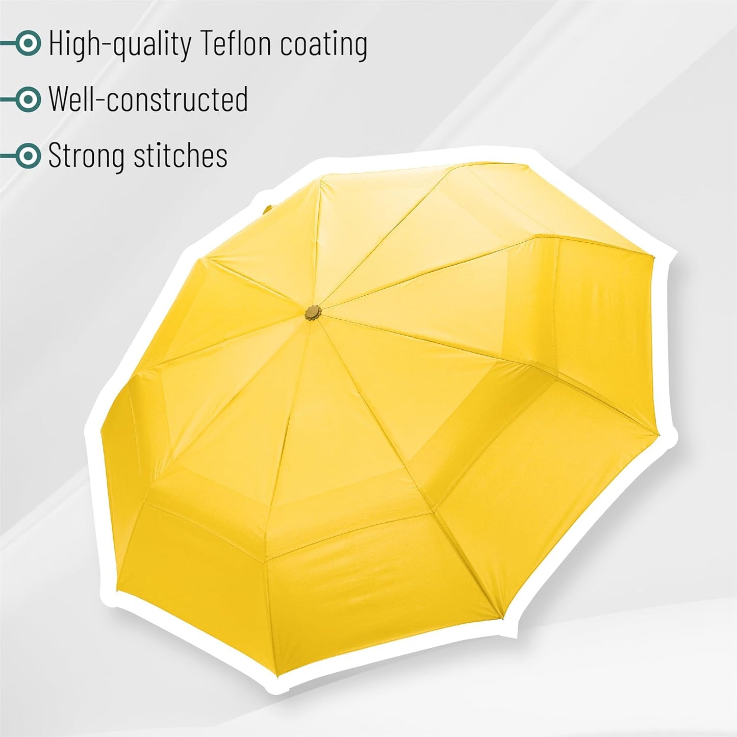 Windproof Travel Umbrella, Small Water-Resistant Automatic Folding Umbrella for Rain and Sun, Light, Compact and Portable for Women & Men, Fits Car & Backpack