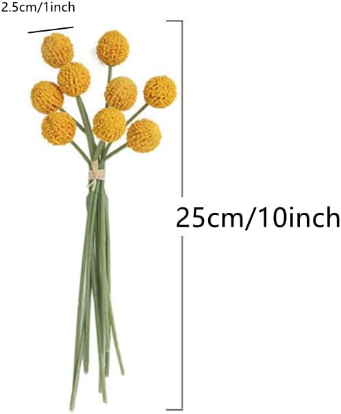 18Stems Fake Flowers Yellow Billy Balls,10" Artificial Billy Button Bouquet | Flower Bouquet,Permanent Flower Craspedia for DIY Crafts Wreath, Table Wedding Party Centerpieces Decor,Holiday Store