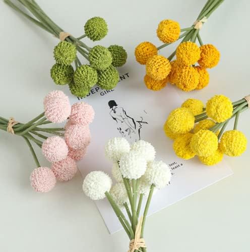 18Stems Fake Flowers Yellow Billy Balls,10" Artificial Billy Button Bouquet | Flower Bouquet,Permanent Flower Craspedia for DIY Crafts Wreath, Table Wedding Party Centerpieces Decor,Holiday Store