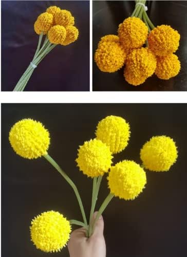 18Stems Fake Flowers Yellow Billy Balls,10" Artificial Billy Button Bouquet | Flower Bouquet,Permanent Flower Craspedia for DIY Crafts Wreath, Table Wedding Party Centerpieces Decor,Holiday Store