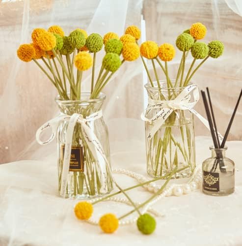 18Stems Fake Flowers Yellow Billy Balls,10" Artificial Billy Button Bouquet | Flower Bouquet,Permanent Flower Craspedia for DIY Crafts Wreath, Table Wedding Party Centerpieces Decor,Holiday Store