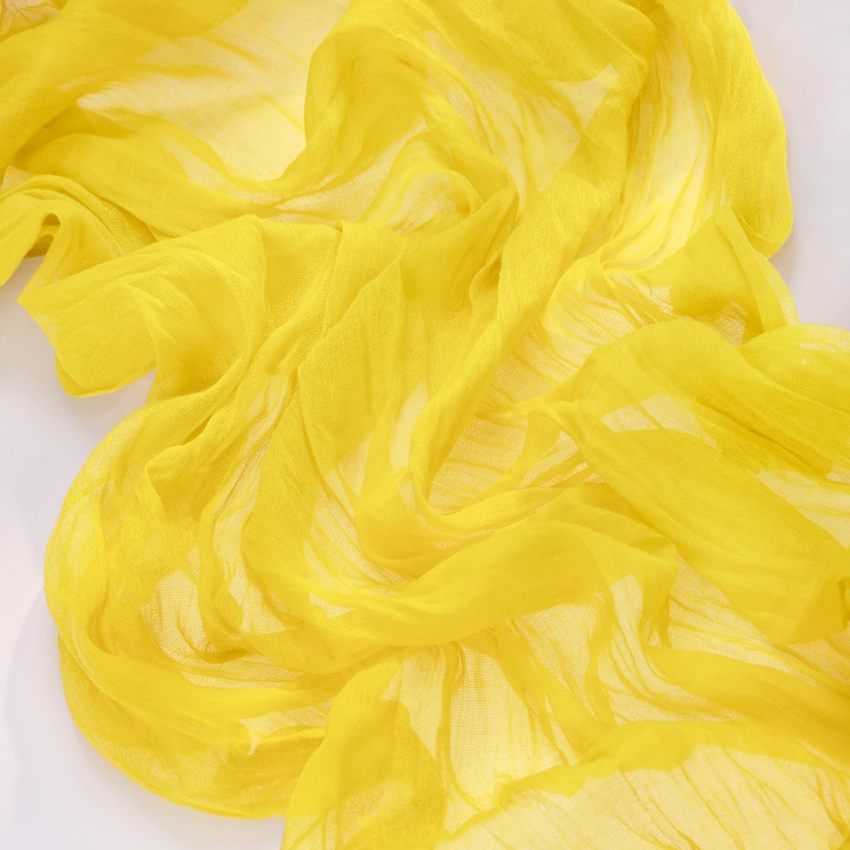 3 Pack Yellow Cheesecloth Table Runner 10ft Rustic Gauze Centerpiece | Lightweight Breathable Gauze Material, Natural Wrinkled Texture, Boho Rustic Style, Reusable for Wedding Events Home Decor