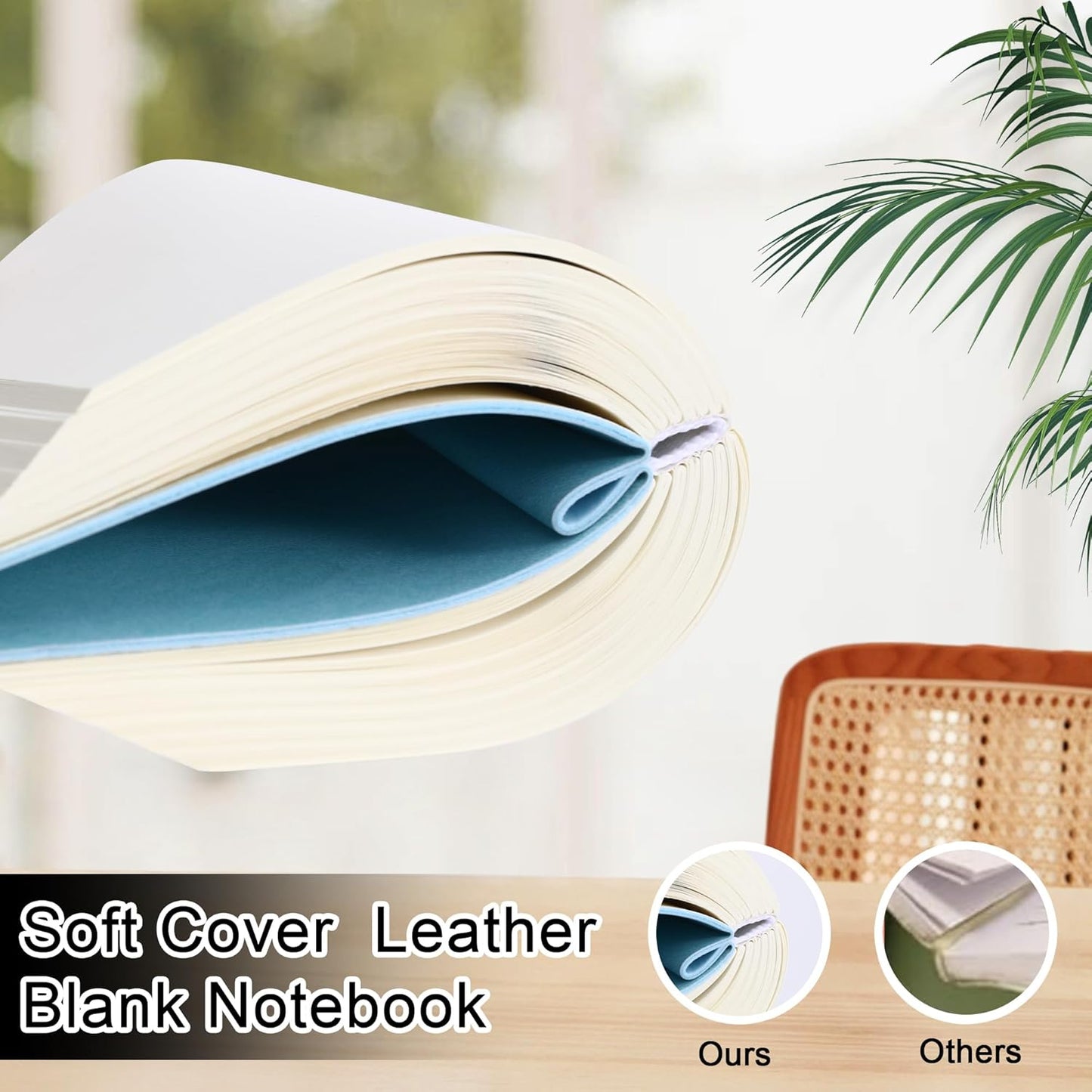Thick Blank Journal Notebook 400 Pages , A6 Unlined Plain Sketchbook , 100gsm Thick Paper Hardcover Soft Leather Cover, No Lines Drawing Pad Memo Diary Writing Art Notepad ，3.9 × 5.5 (Lemon Yellow-400 Page)