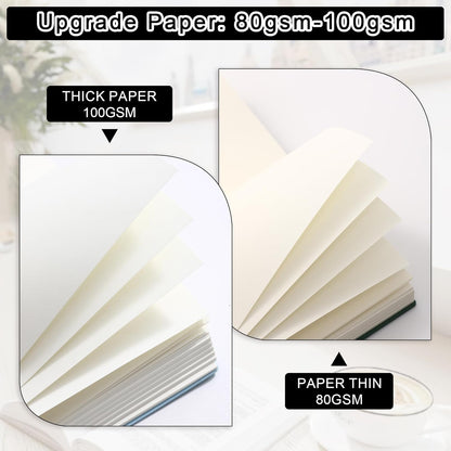 Thick Blank Journal Notebook 400 Pages , A6 Unlined Plain Sketchbook , 100gsm Thick Paper Hardcover Soft Leather Cover, No Lines Drawing Pad Memo Diary Writing Art Notepad ，3.9 × 5.5 (Lemon Yellow-400 Page)