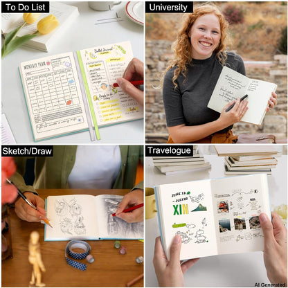 Thick Blank Journal Notebook 400 Pages , A6 Unlined Plain Sketchbook , 100gsm Thick Paper Hardcover Soft Leather Cover, No Lines Drawing Pad Memo Diary Writing Art Notepad ，3.9 × 5.5 (Lemon Yellow-400 Page)