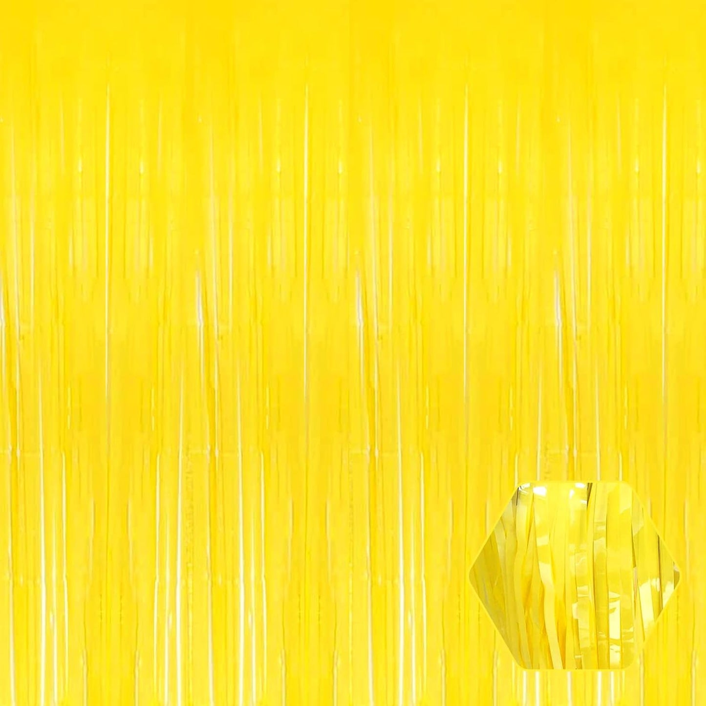 6 Pack Yellow Foil Fringe Curtain Backdrop, 3.28Ft x 8.2Ft Metallic Tinsel Foil Fringe Streamer Curtains for Photo Booth, Birthday, Wedding, New Year Party Decorations