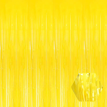 6 Pack Yellow Foil Fringe Curtain Backdrop, 3.28Ft x 8.2Ft Metallic Tinsel Foil Fringe Streamer Curtains for Photo Booth, Birthday, Wedding, New Year Party Decorations