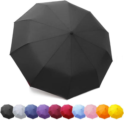 Windproof Umbrella Windproof Travel Umbrella - Compact, Light, Automatic, Strong and Portable - Wind Resistant, Small Folding Backpack Umbrella for Rain - Men and Women