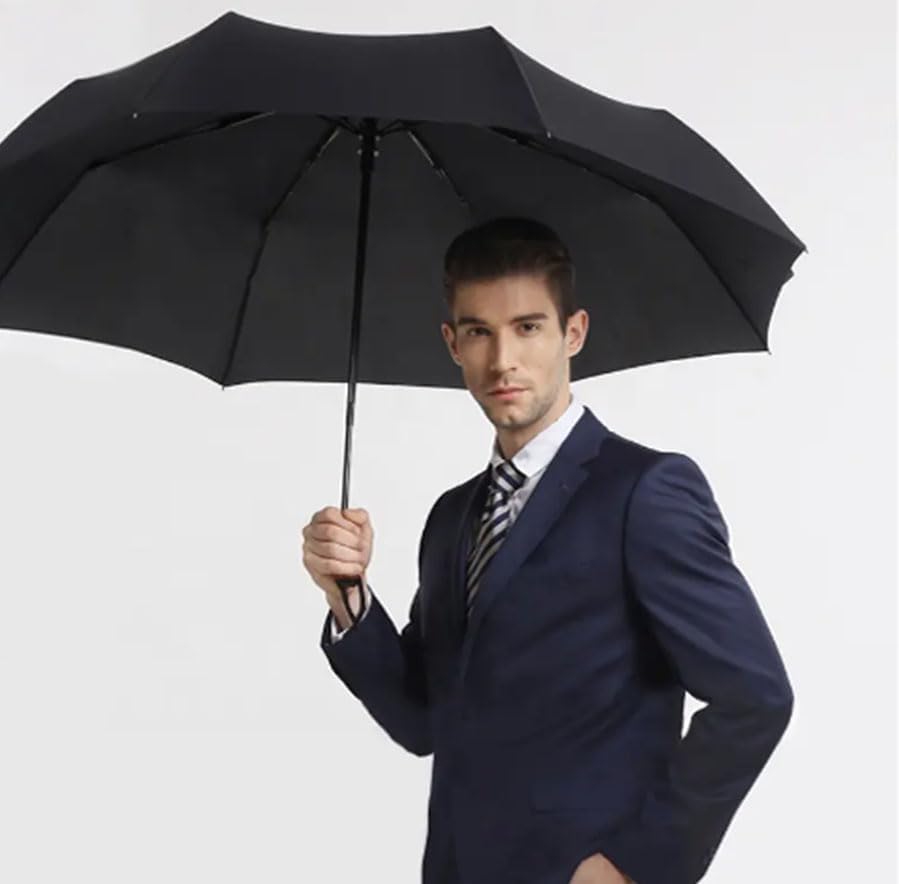 Windproof Umbrella Windproof Travel Umbrella - Compact, Light, Automatic, Strong and Portable - Wind Resistant, Small Folding Backpack Umbrella for Rain - Men and Women
