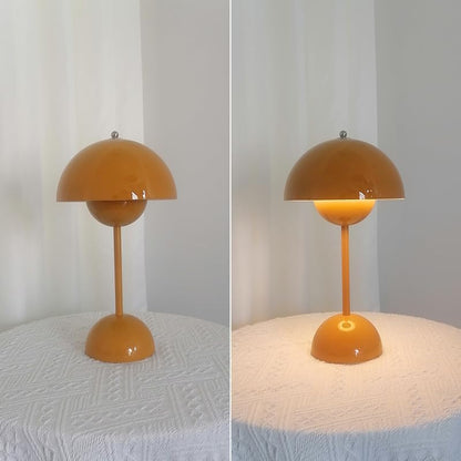 Modern Flower Bud Lamp 12" Cordless Touch Lamp Dimmable 2600mAh Rechargeable Desk Lamp Nordic Mushroom Lamp Nightstand Bedside Lamp for Bedroom Living Room(Mustard Yellow) No Reading Light