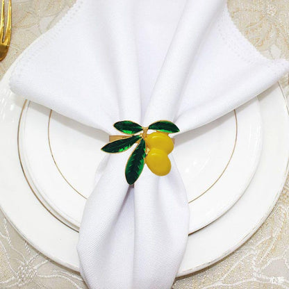 Yellow Lemon Napkin Rings Set of 12, Gold Napkin Ring, Metal Butterfly Buckles Holder for Party Table Decor Banquet Wedding Birthday Thanksgiving Christmas Easter Holiday Decorations Daily Use