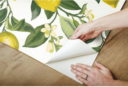 RMK11655WP Lemon Zest Yellow and White Peel and Stick Wallpaper