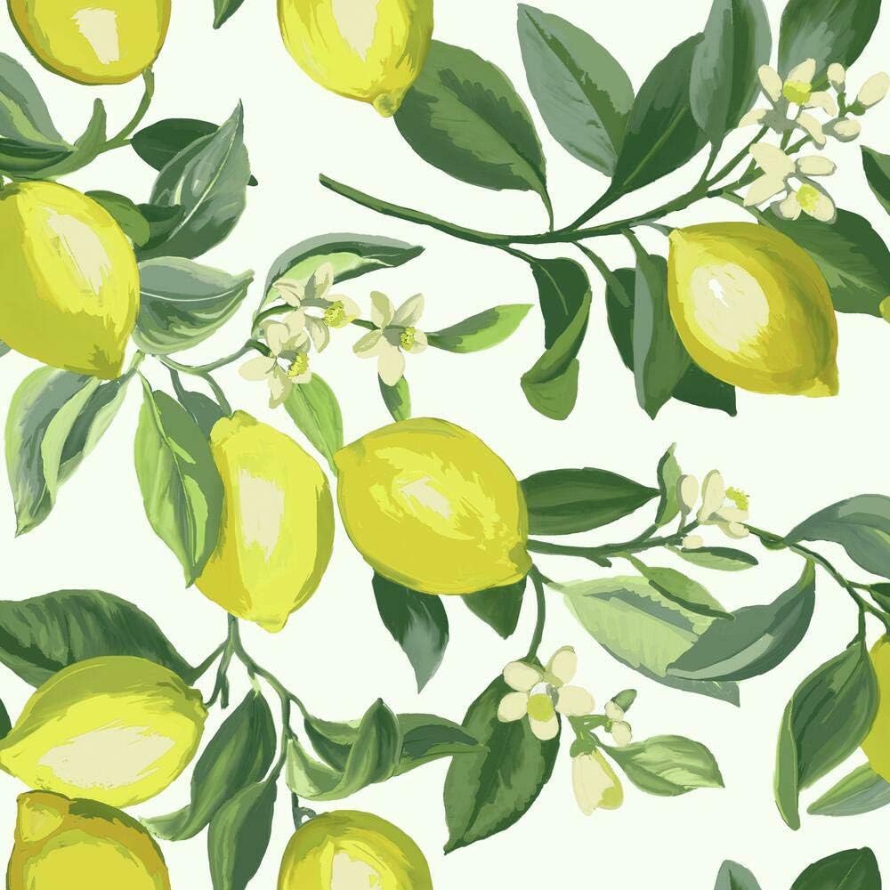 RMK11655WP Lemon Zest Yellow and White Peel and Stick Wallpaper