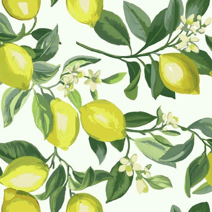 RMK11655WP Lemon Zest Yellow and White Peel and Stick Wallpaper